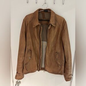 Massimo Dutti Brown Leather Jacket